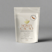 Peruvian ceremonial cacao packaging, organic and sustainable, premium quality, mood-boosting coffee alternative.